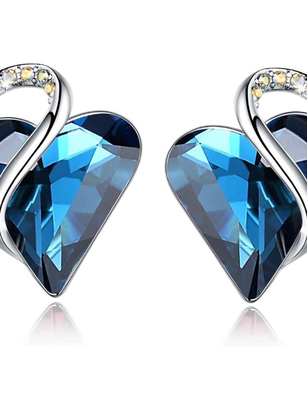 Elegant Silver Plated Infinity Love Heart Stud Earrings - September Birthstone
